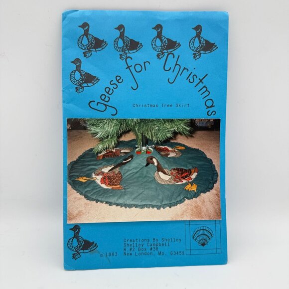 Geese For Christmas Tree Skirt Pattern Vtg 80s By Creations By Shelley - Picture 1 of 6